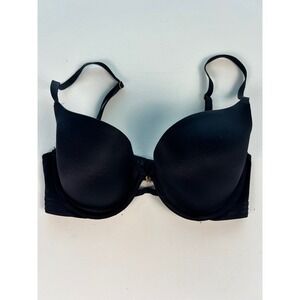 Savage X Fenty Black T-Shirt Bra‎ Push Up Underwire Gold Charm Size 32D